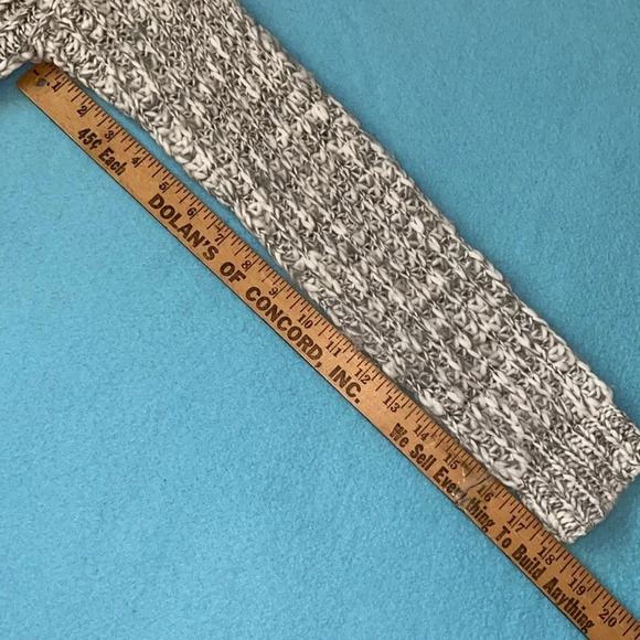 FOREVER 21 chunky knit long sleeve wide collar wrap sweater gray white size S - Picture 9 of 9